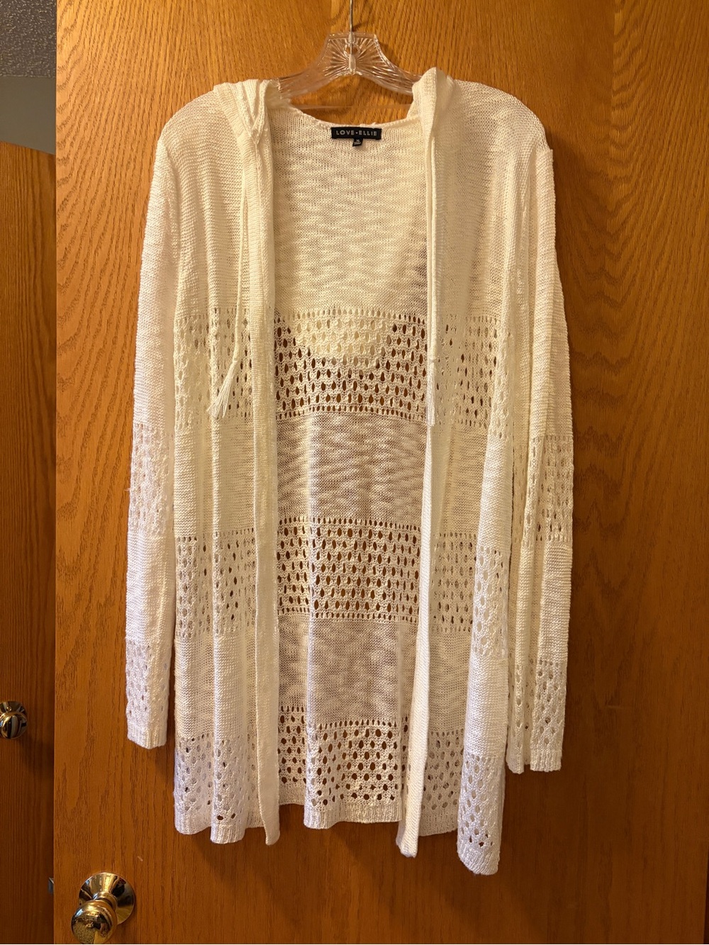 Love Ellie Amari Airy Pointelle Detail Cardigan. Navy blue. Size XL.